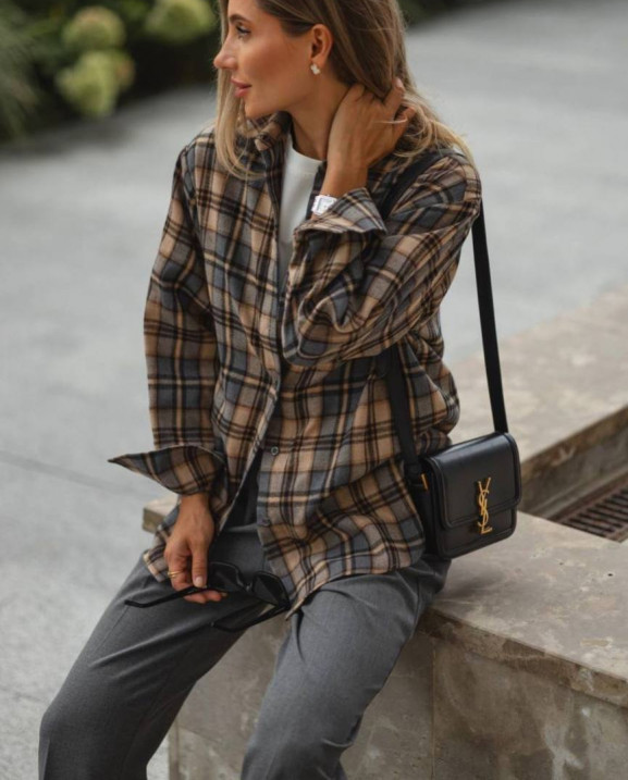 15 сорочка в клітинку з фланелі на ґудзиках